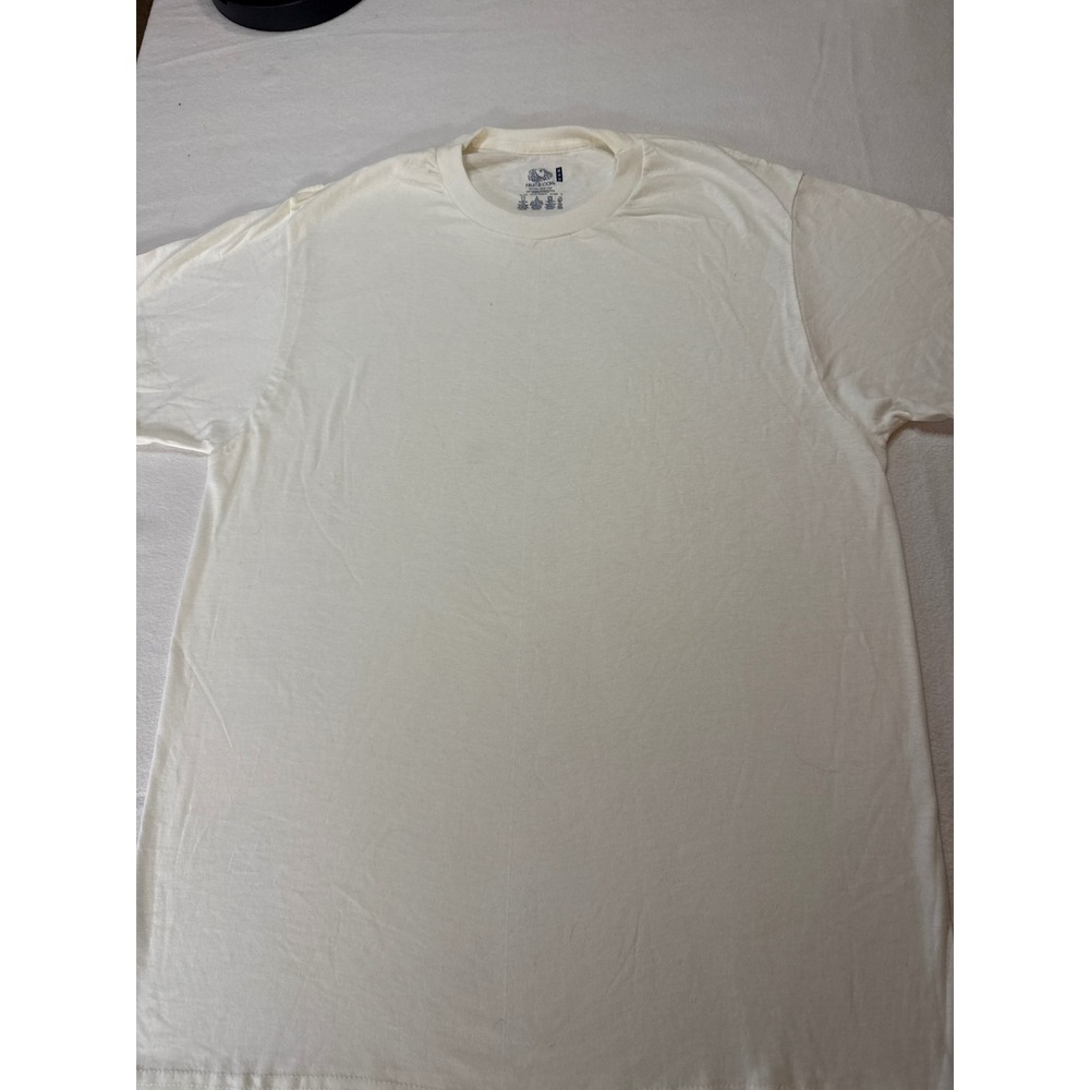 Fruit of the Loom Mens T-Shirt Cream‎ Basic Crew Neck Short Sleeve Tee M